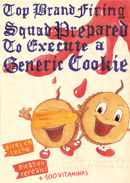 Riiko Sakkinen | A4 Drawings | Top Brand Firing Squad Prepared to Execute a Generic Cookie