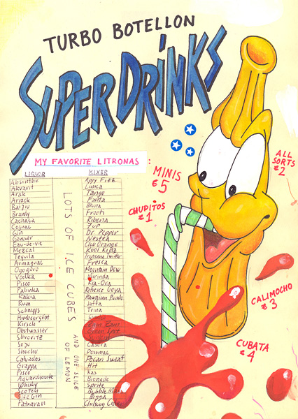 Riiko Sakkinen | A4 Drawings | Super Drinks
 Turbo Botelln