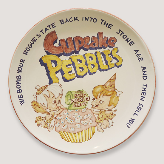 Riiko Sakkinen | Objects | We Bomb Your Rogue State Back into the Stone Age (And Then Sell You Cupcake Pebbles)